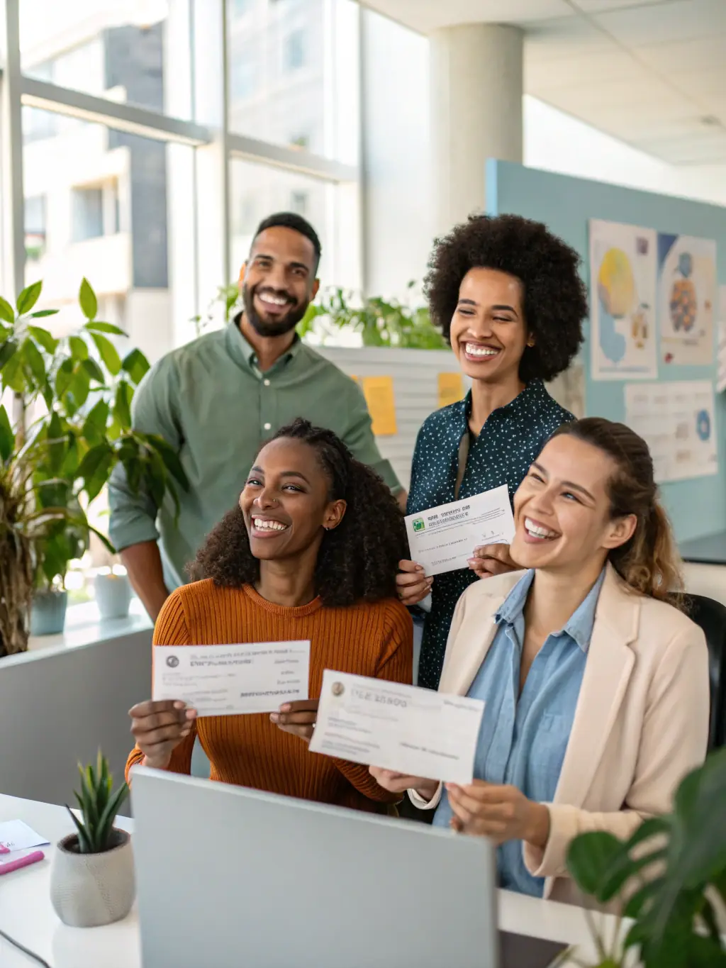An image of employees receiving their paychecks with a focus on accuracy and timeliness, symbolizing efficient payroll management.