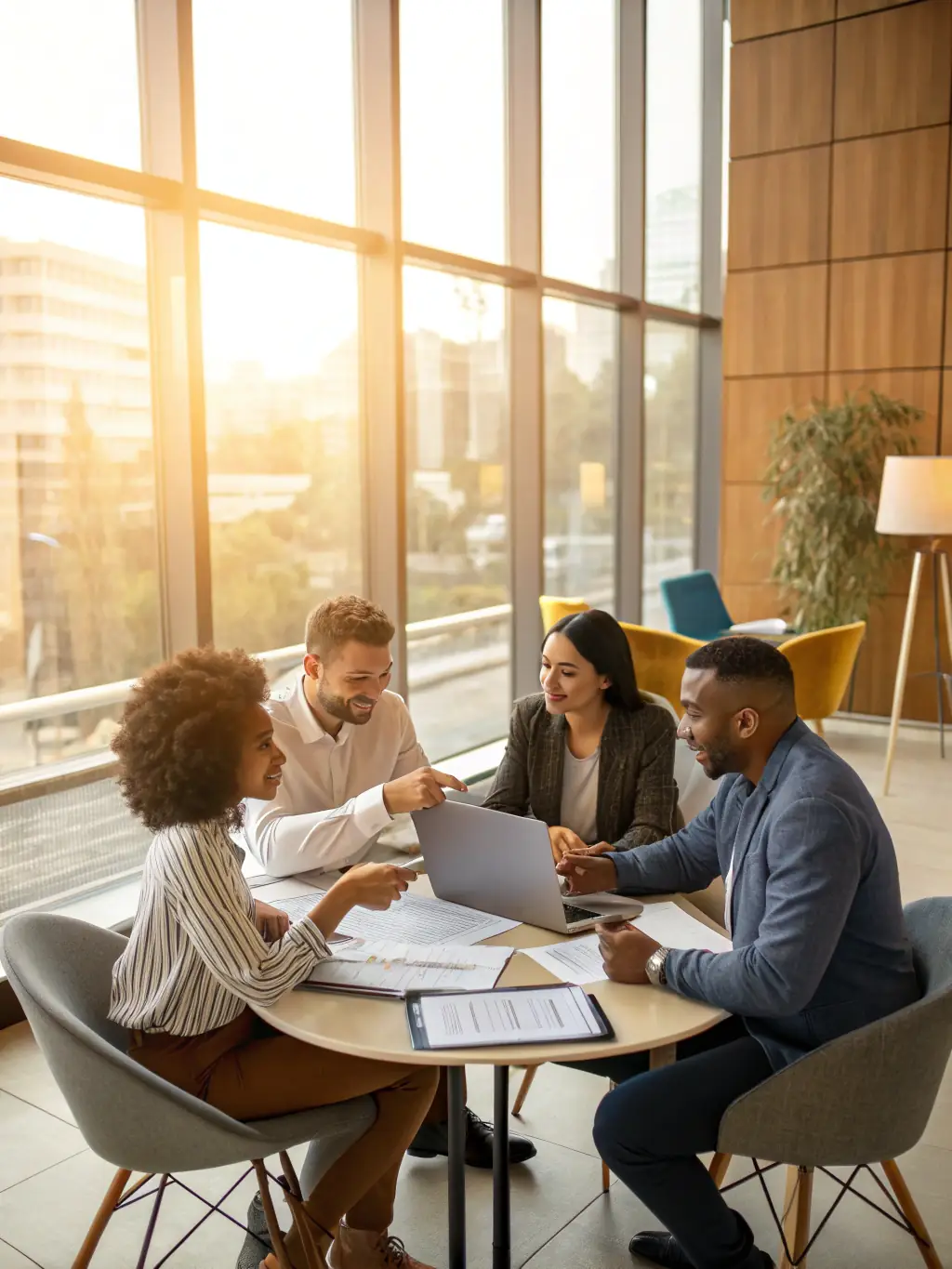 A diverse team collaborating in a modern office, highlighting the importance of employee relations and engagement.